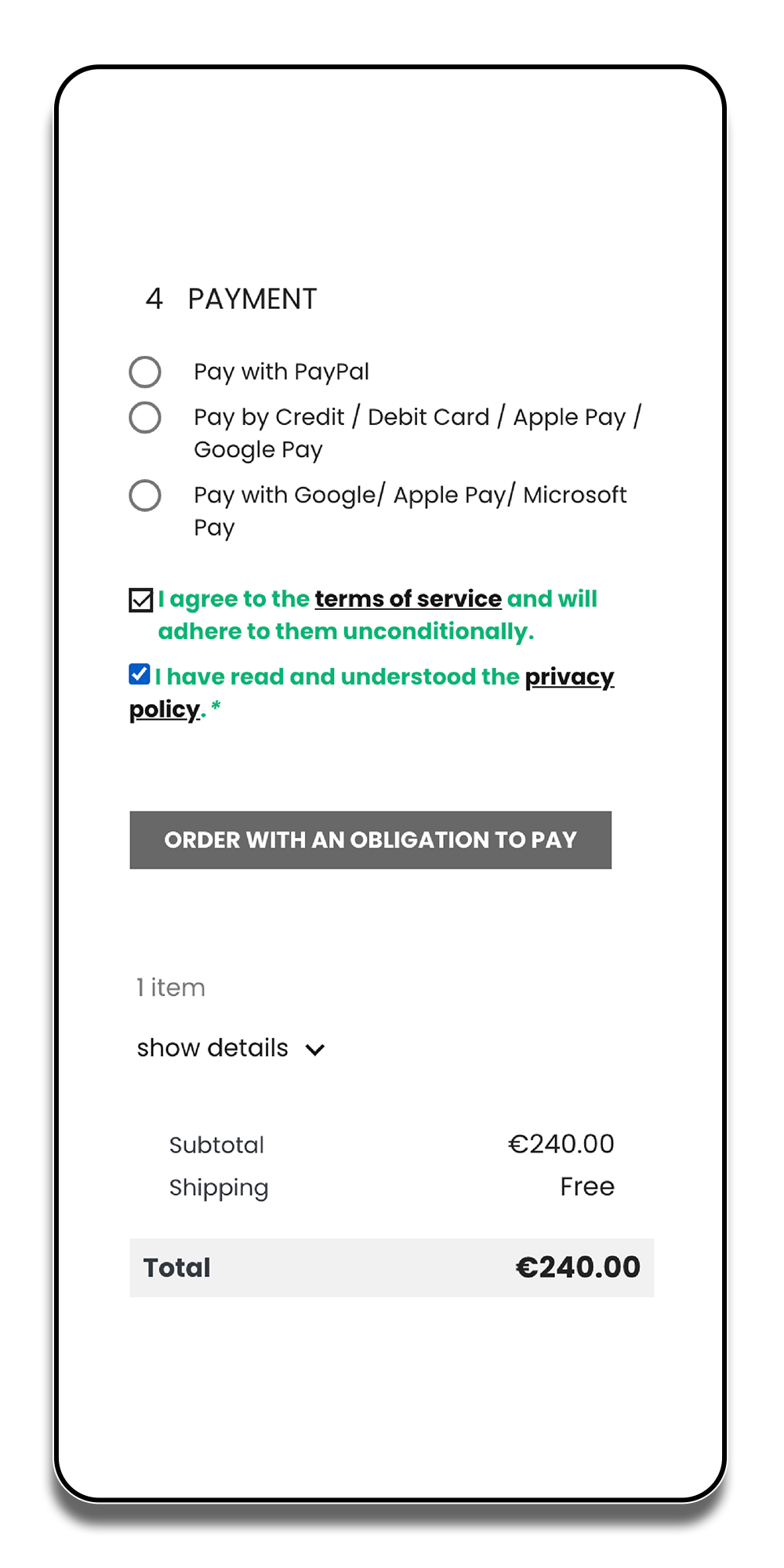 Choose payment method